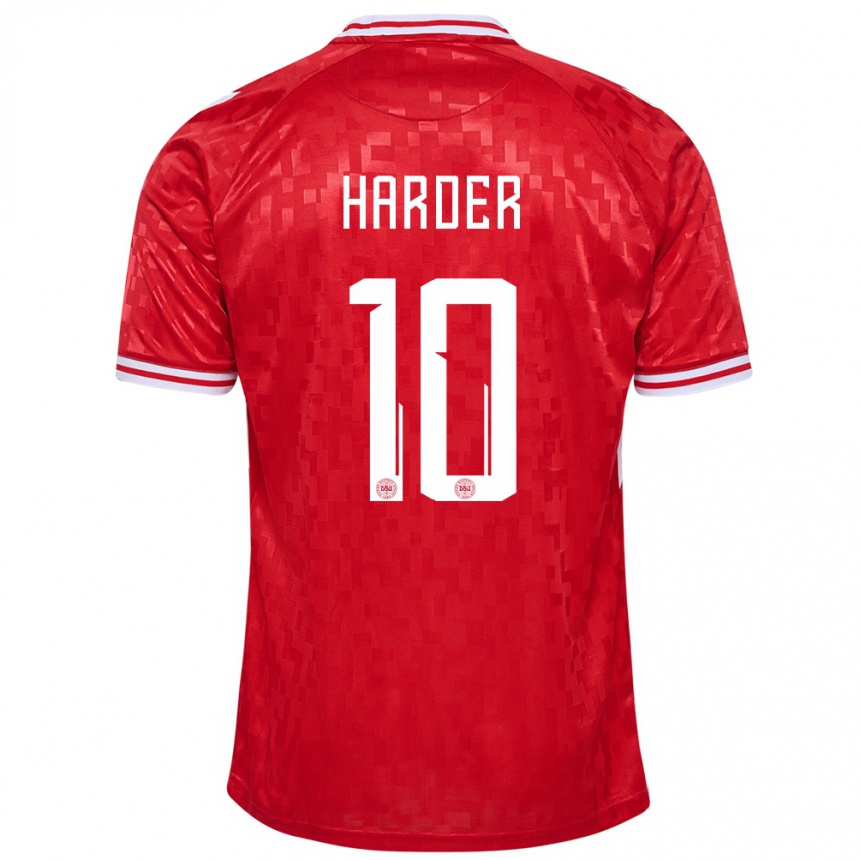 Herren Fußball Dänemark Pernille Harder #10 Rot Heimtrikot Trikot 24-26 T-Shirt Luxemburg