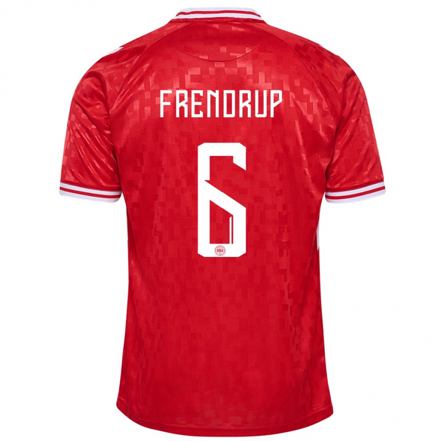 Herren Fußball Dänemark Morten Frendrup #6 Rot Heimtrikot Trikot 24-26 T-Shirt Luxemburg