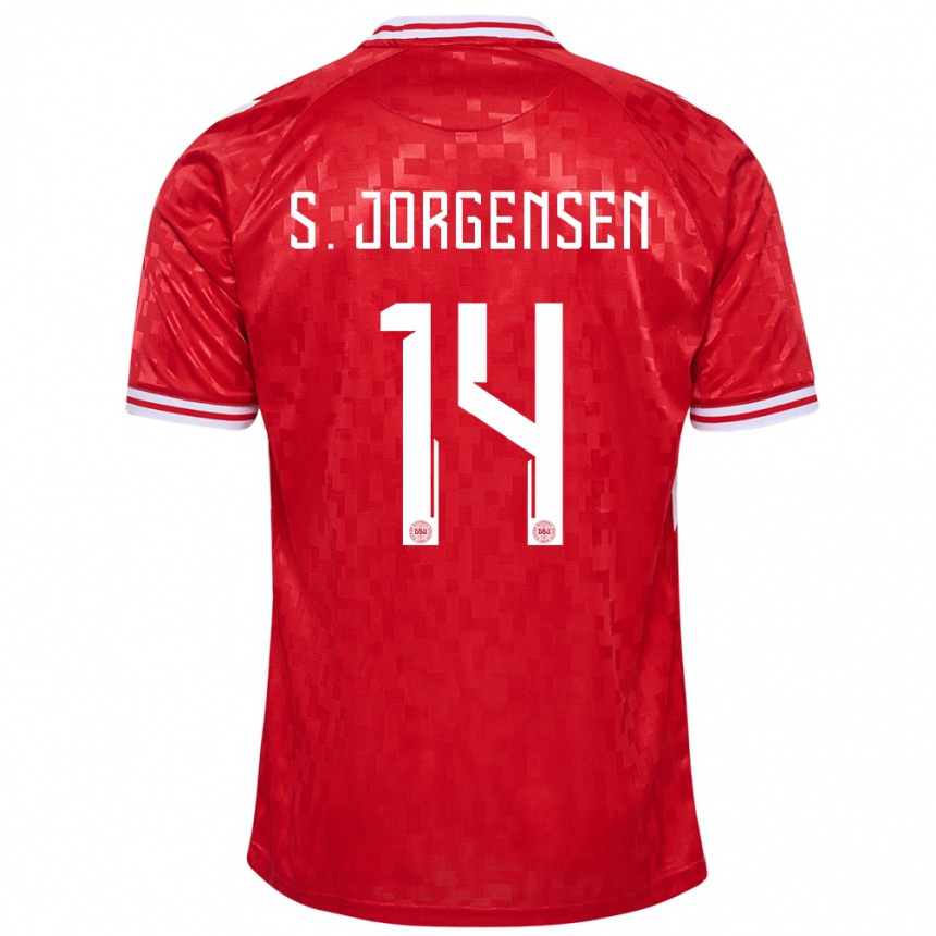 Herren Fußball Dänemark Sebastian Jorgensen #14 Rot Heimtrikot Trikot 24-26 T-Shirt Luxemburg