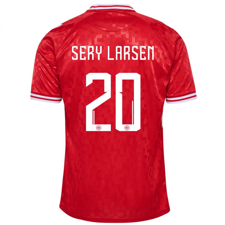 Herren Fußball Dänemark Japhet Sery Larsen #20 Rot Heimtrikot Trikot 24-26 T-Shirt Luxemburg