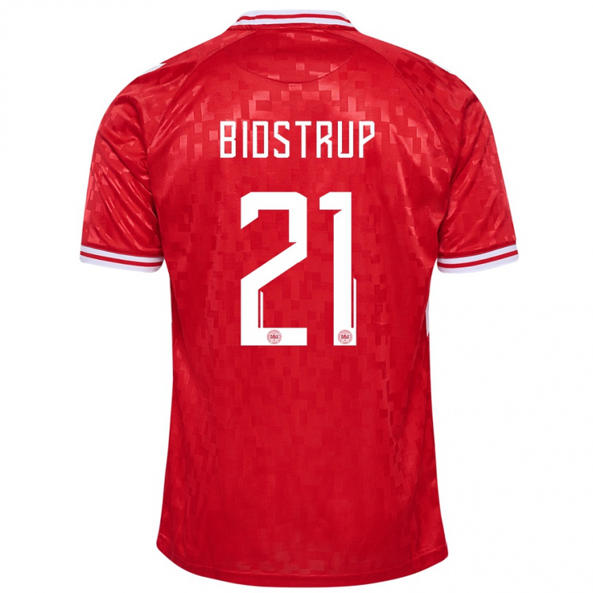 Herren Fußball Dänemark Mads Bidstrup #21 Rot Heimtrikot Trikot 24-26 T-Shirt Luxemburg
