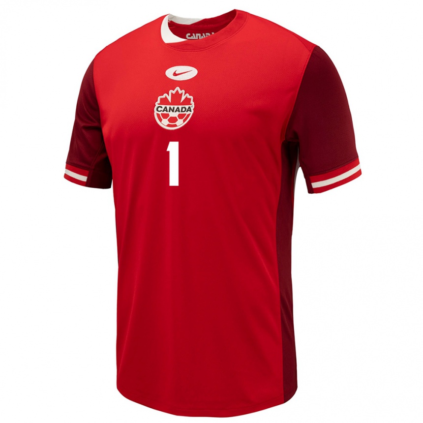 Herren Fußball Kanada Kailen Sheridan #1 Rot Heimtrikot Trikot 24-26 T-Shirt Luxemburg