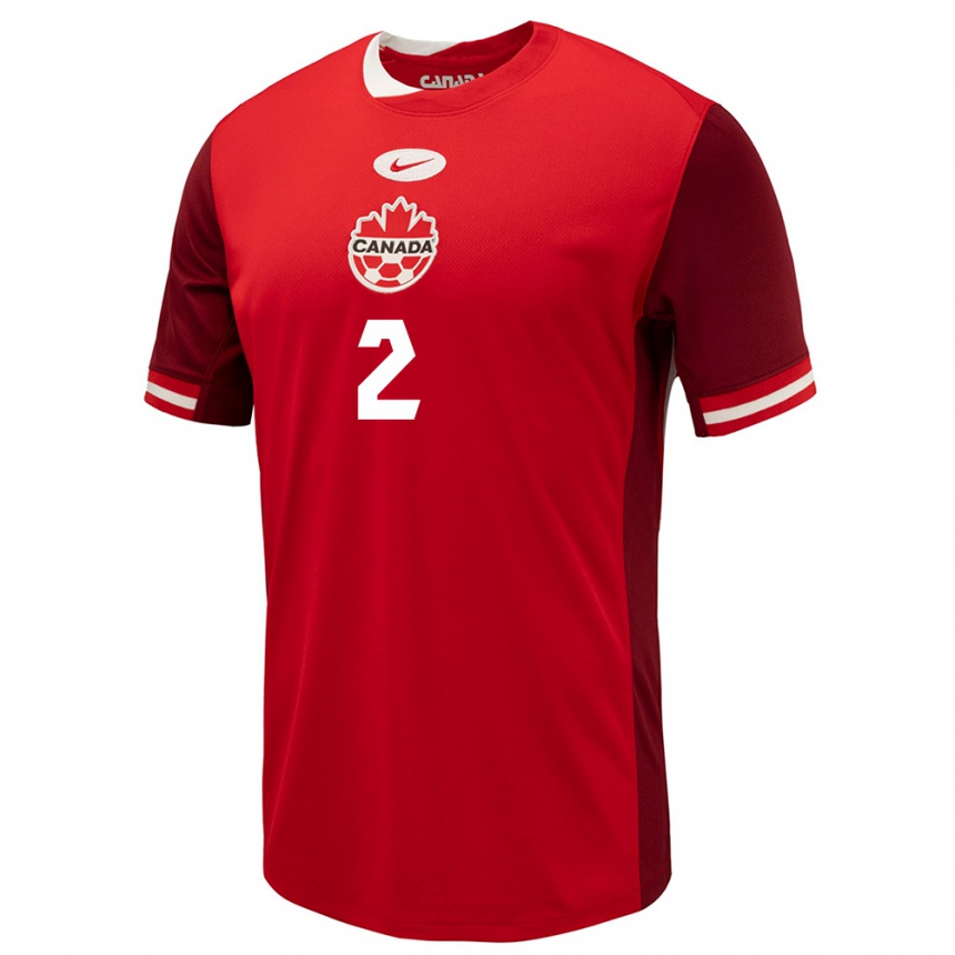 Herren Fußball Kanada Sydney Collins #2 Rot Heimtrikot Trikot 24-26 T-Shirt Luxemburg