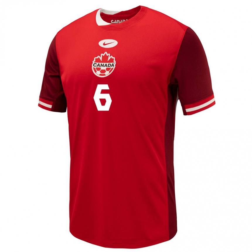 Herren Fußball Kanada Deanne Rose #6 Rot Heimtrikot Trikot 24-26 T-Shirt Luxemburg
