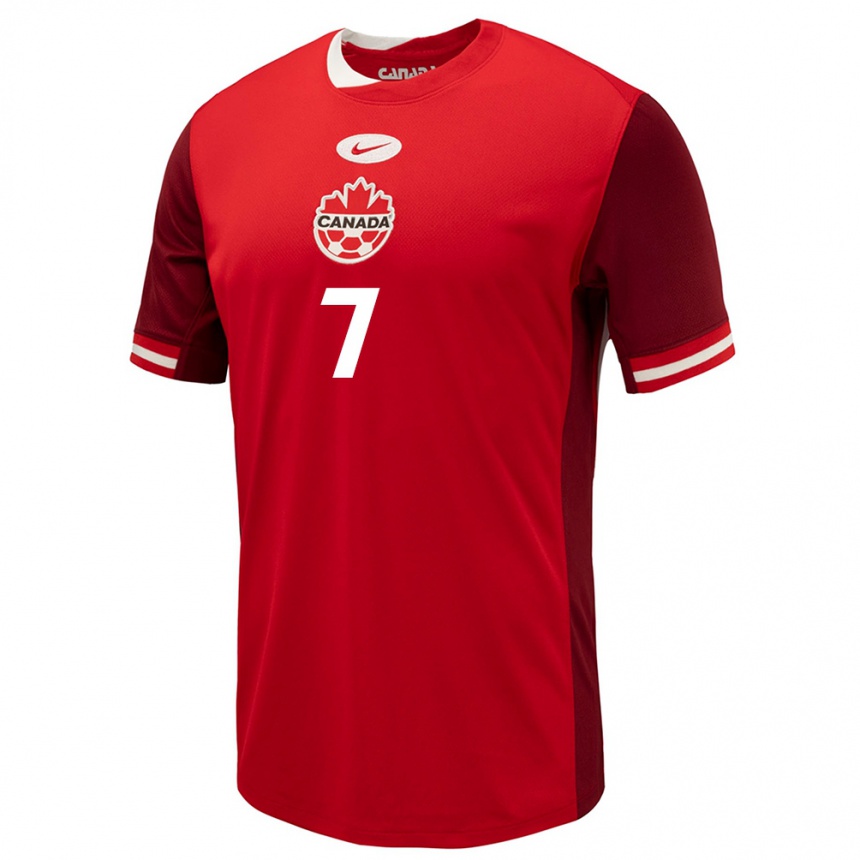 Herren Fußball Kanada Taryck Tahid #7 Rot Heimtrikot Trikot 24-26 T-Shirt Luxemburg