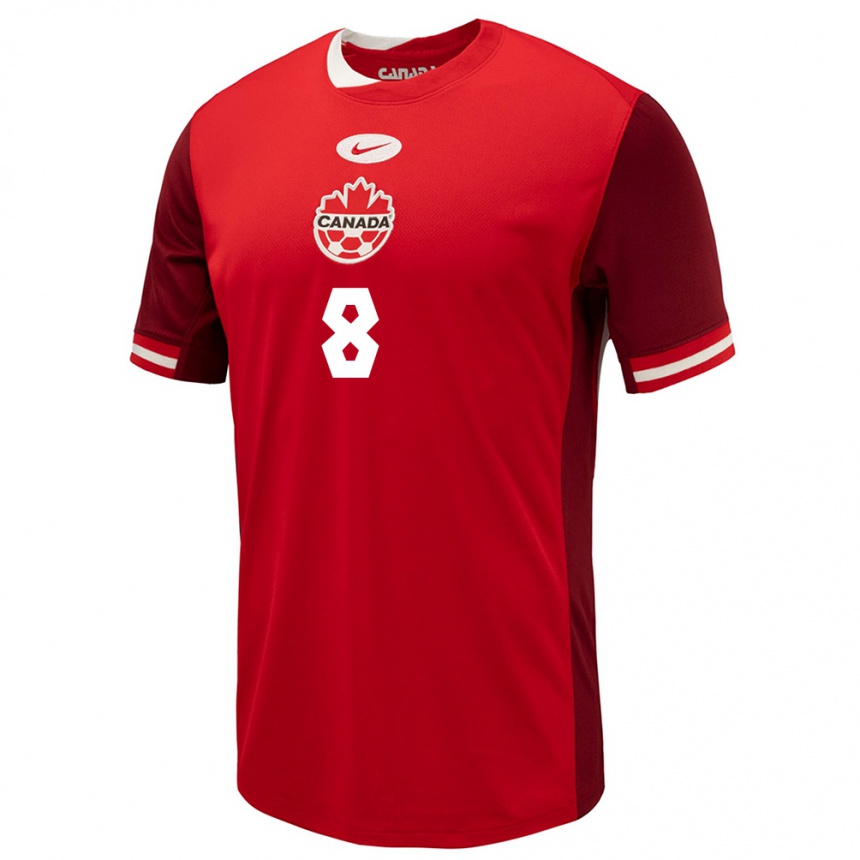 Herren Fußball Kanada Jeevan Badwal #8 Rot Heimtrikot Trikot 24-26 T-Shirt Luxemburg
