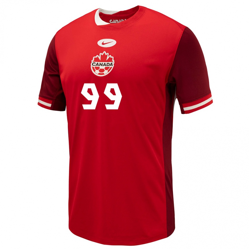 Herren Fußball Kanada Jeneva Hernandez Gray #99 Rot Heimtrikot Trikot 24-26 T-Shirt Luxemburg