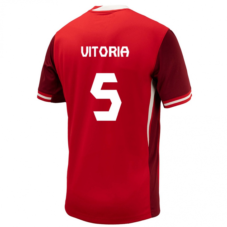 Herren Fußball Kanada Steven Vitoria #5 Rot Heimtrikot Trikot 24-26 T-Shirt Luxemburg