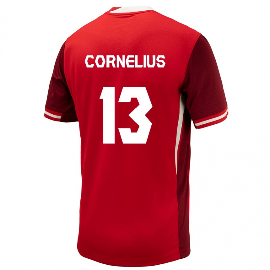 Herren Fußball Kanada Derek Cornelius #13 Rot Heimtrikot Trikot 24-26 T-Shirt Luxemburg