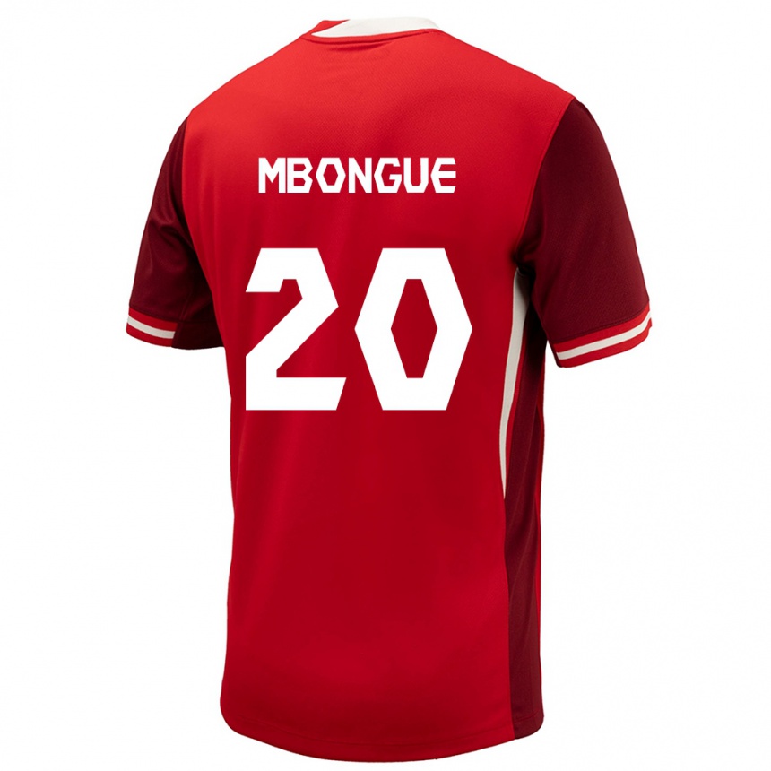 Herren Fußball Kanada Hugo Mbongue #20 Rot Heimtrikot Trikot 24-26 T-Shirt Luxemburg