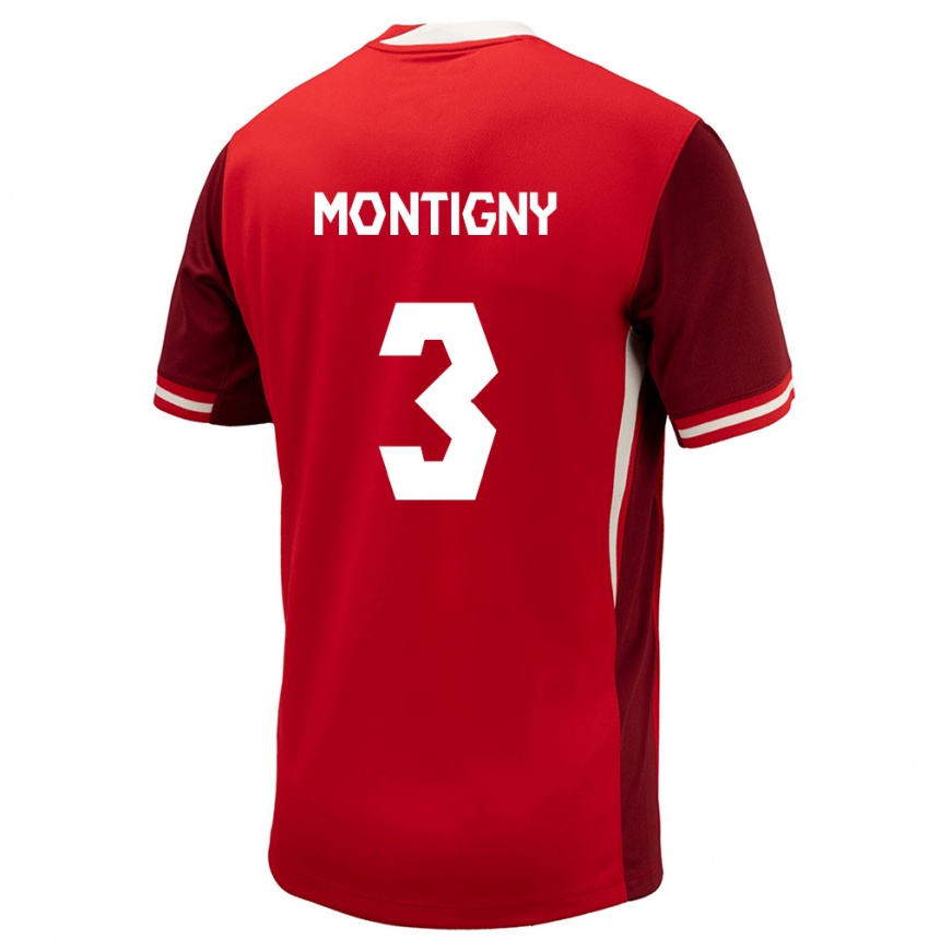 Herren Fußball Kanada Gaël De Montigny #3 Rot Heimtrikot Trikot 24-26 T-Shirt Luxemburg