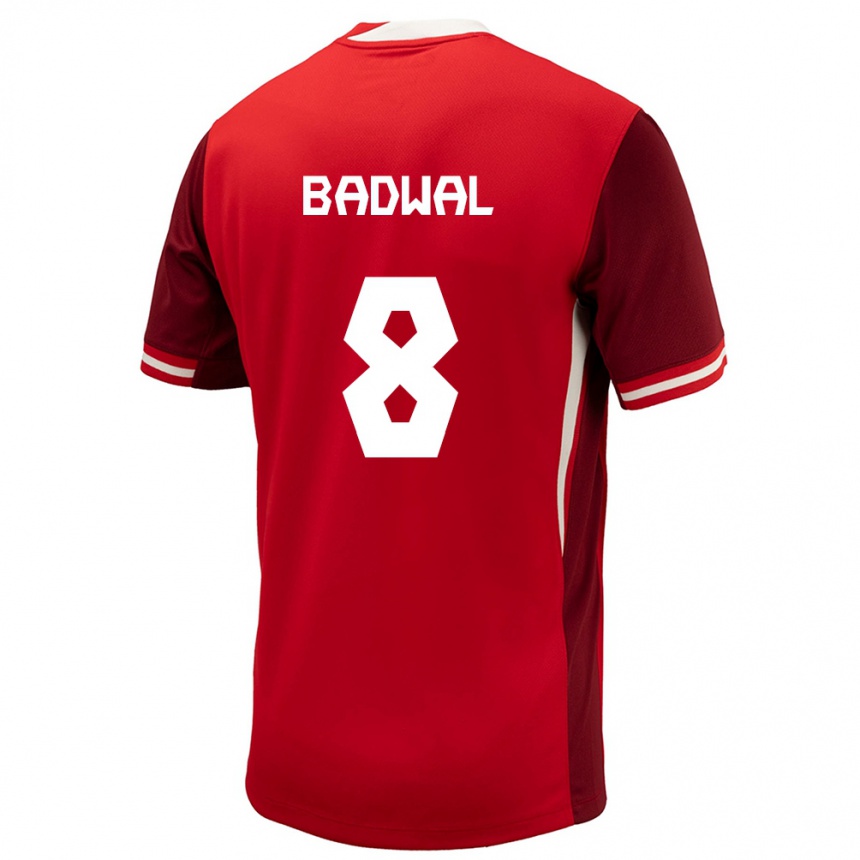 Herren Fußball Kanada Jeevan Badwal #8 Rot Heimtrikot Trikot 24-26 T-Shirt Luxemburg