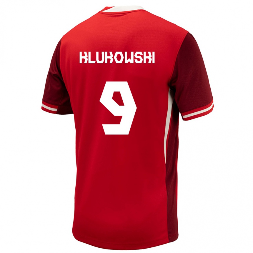 Herren Fußball Kanada Antoni Klukowski #9 Rot Heimtrikot Trikot 24-26 T-Shirt Luxemburg