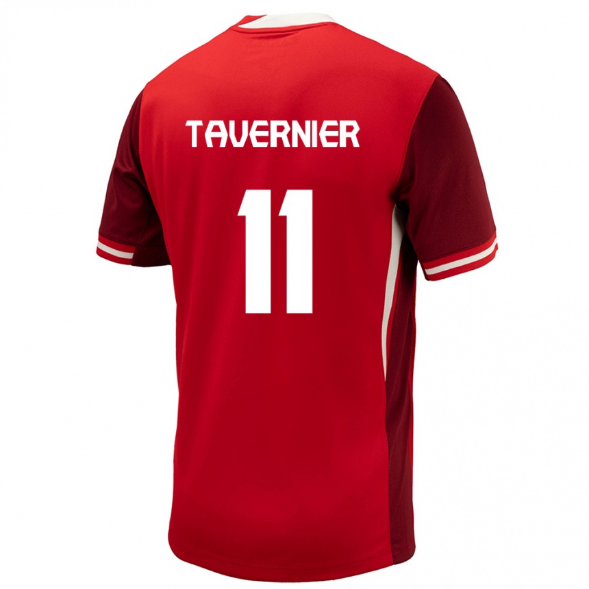 Herren Fußball Kanada Kevaughn Tavernier #11 Rot Heimtrikot Trikot 24-26 T-Shirt Luxemburg