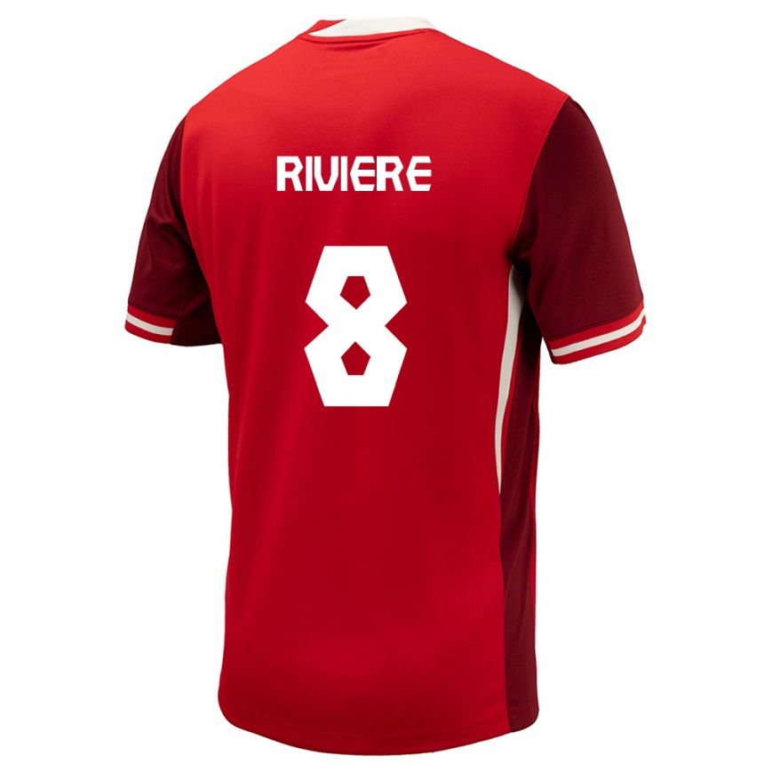 Herren Fußball Kanada Jayde Riviere #8 Rot Heimtrikot Trikot 24-26 T-Shirt Luxemburg