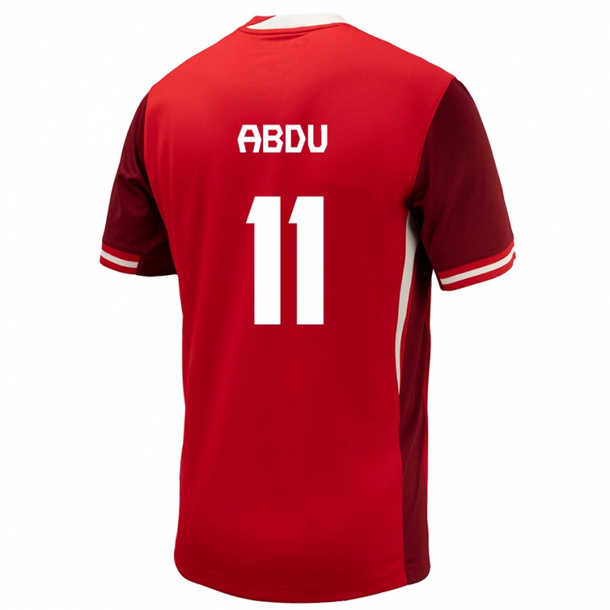 Herren Fußball Kanada Latifah Abdu #11 Rot Heimtrikot Trikot 24-26 T-Shirt Luxemburg