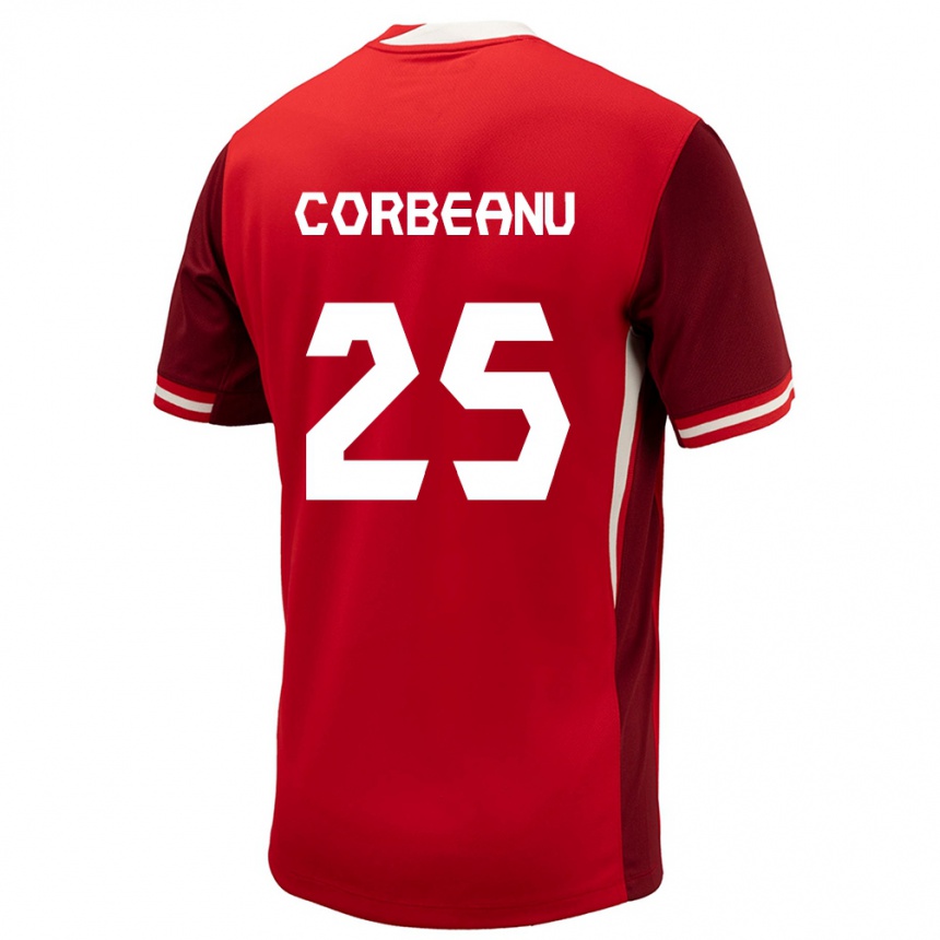 Herren Fußball Kanada Theo Corbeanu #25 Rot Heimtrikot Trikot 24-26 T-Shirt Luxemburg