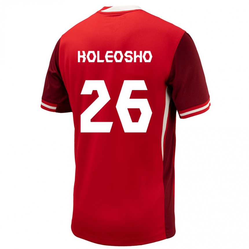Herren Fußball Kanada Luca Koleosho #26 Rot Heimtrikot Trikot 24-26 T-Shirt Luxemburg