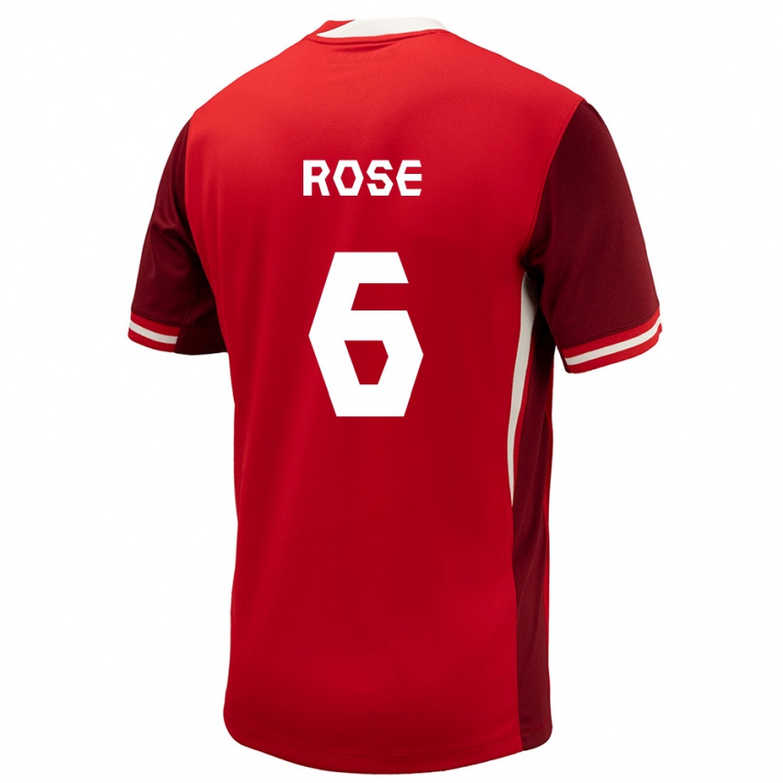 Herren Fußball Kanada Deanne Rose #6 Rot Heimtrikot Trikot 24-26 T-Shirt Luxemburg