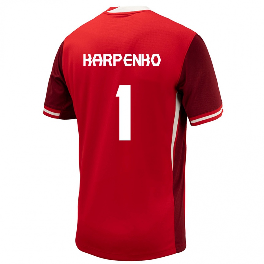 Herren Fußball Kanada Anna Karpenko #1 Rot Heimtrikot Trikot 24-26 T-Shirt Luxemburg
