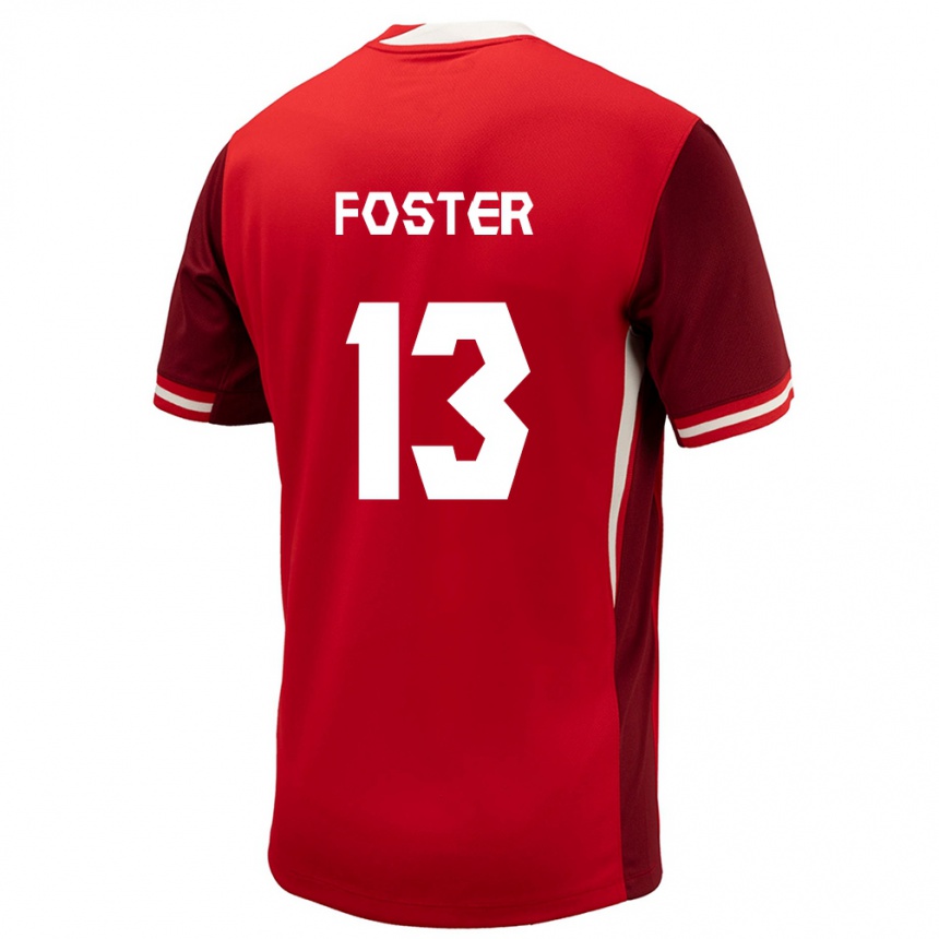 Herren Fußball Kanada Rylee Foster #13 Rot Heimtrikot Trikot 24-26 T-Shirt Luxemburg