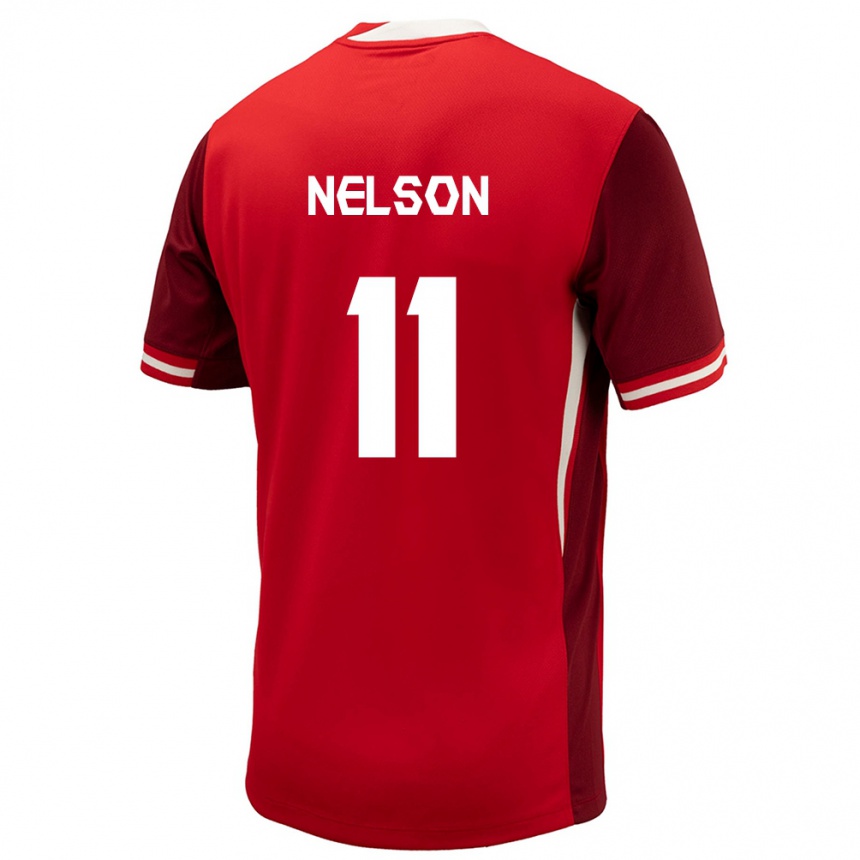 Herren Fußball Kanada Jayden Nelson #11 Rot Heimtrikot Trikot 24-26 T-Shirt Luxemburg