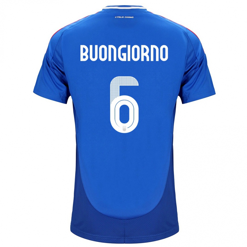 Herren Fußball Italien Alessandro Buongiorno #6 Blau Heimtrikot Trikot 24-26 T-Shirt Luxemburg