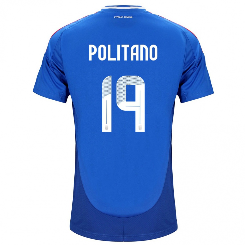 Herren Fußball Italien Matteo Politano #19 Blau Heimtrikot Trikot 24-26 T-Shirt Luxemburg