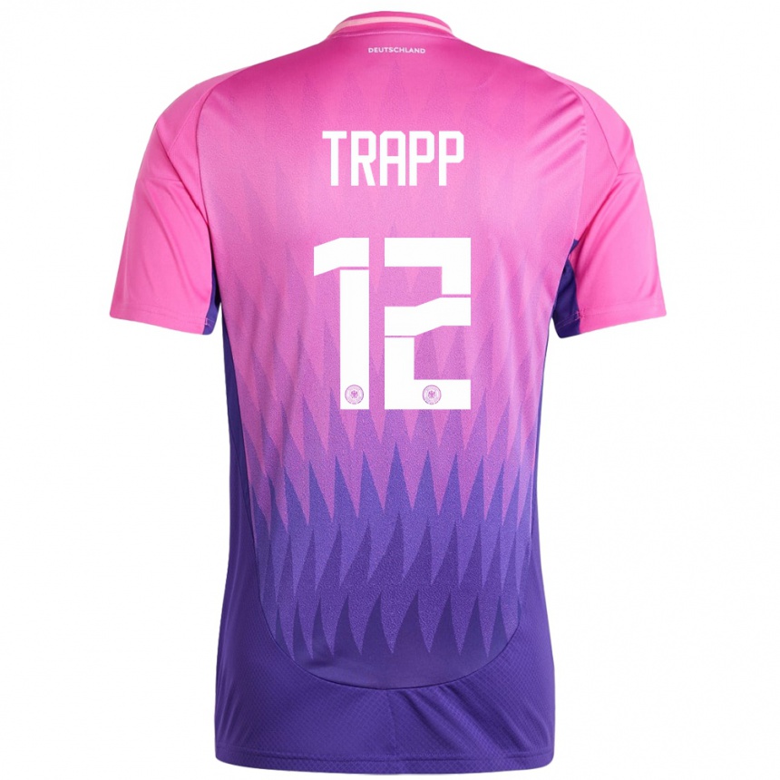 Herren Fußball Deutschland Kevin Trapp #12 Pink Lila Auswärtstrikot Trikot 24-26 T-Shirt Luxemburg