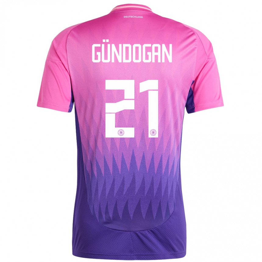 Herren Fußball Deutschland Ilkay Gundogan #21 Pink Lila Auswärtstrikot Trikot 24-26 T-Shirt Luxemburg