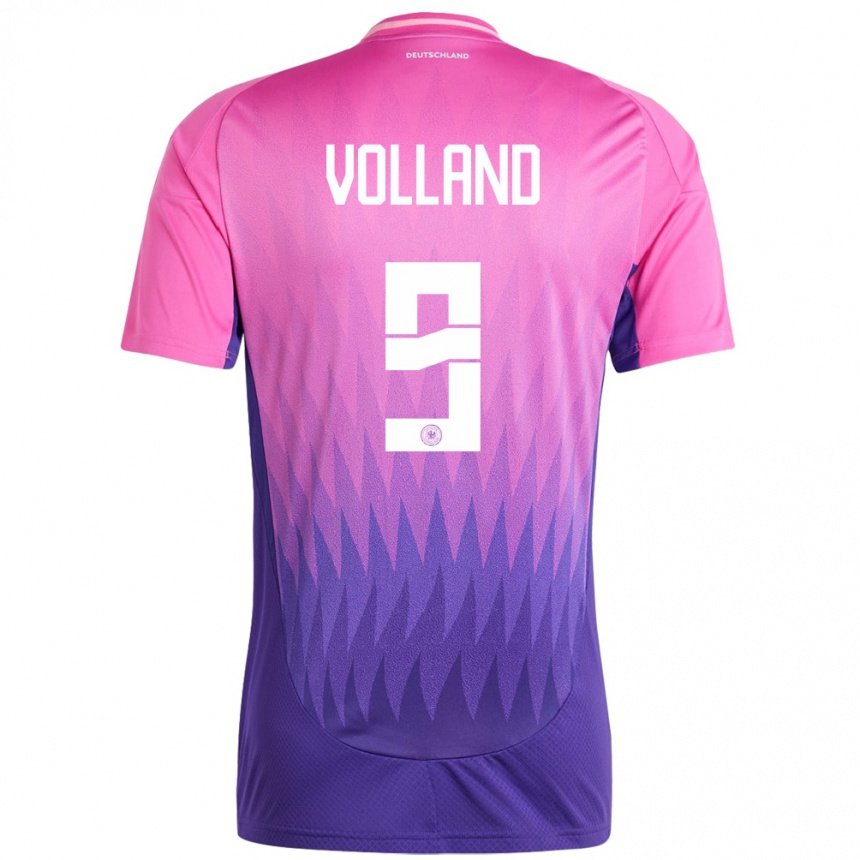 Herren Fußball Deutschland Kevin Volland #9 Pink Lila Auswärtstrikot Trikot 24-26 T-Shirt Luxemburg