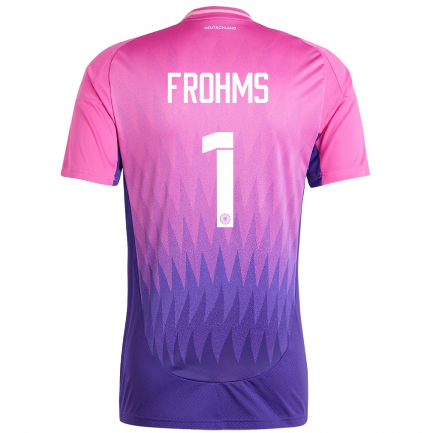 Herren Fußball Deutschland Merle Frohms #1 Pink Lila Auswärtstrikot Trikot 24-26 T-Shirt Luxemburg