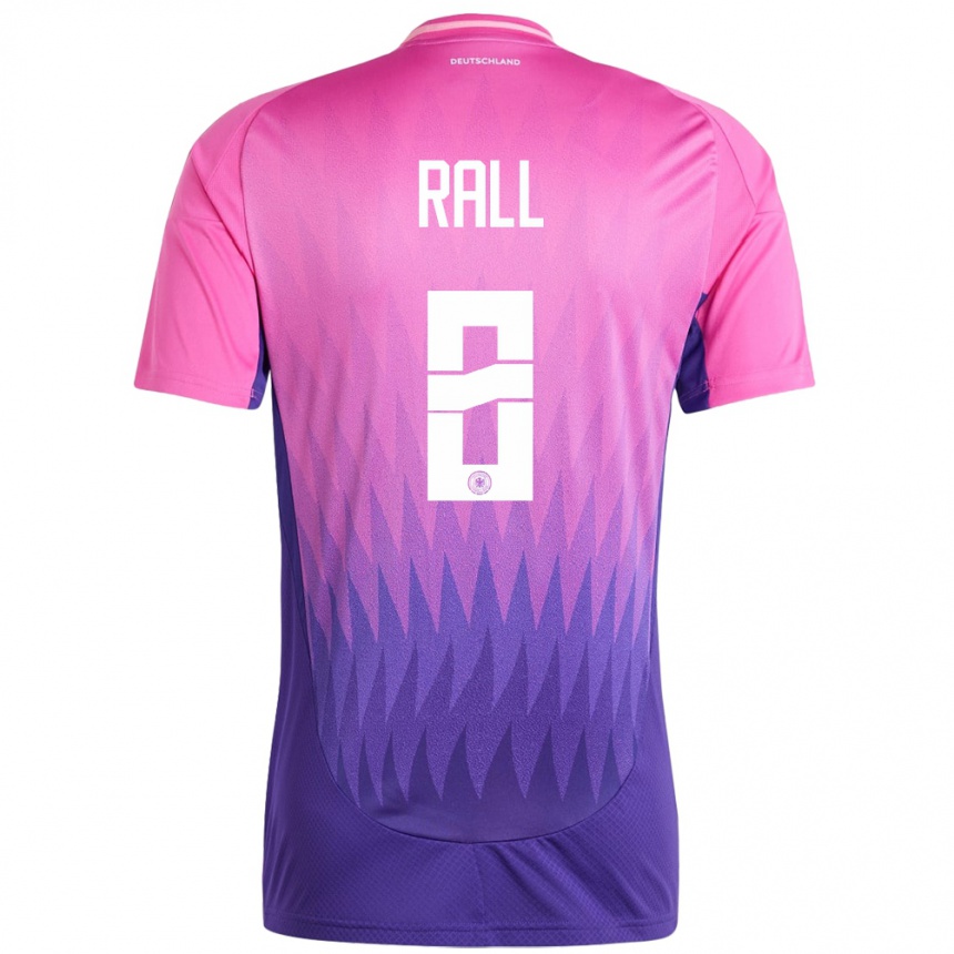 Herren Fußball Deutschland Maximiliane Rall #8 Pink Lila Auswärtstrikot Trikot 24-26 T-Shirt Luxemburg