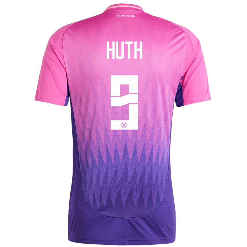 Herren Fußball Deutschland Svenja Huth #9 Pink Lila Auswärtstrikot Trikot 24-26 T-Shirt Luxemburg