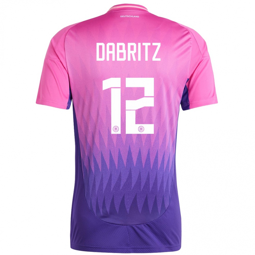 Herren Fußball Deutschland Sara Dabritz #12 Pink Lila Auswärtstrikot Trikot 24-26 T-Shirt Luxemburg