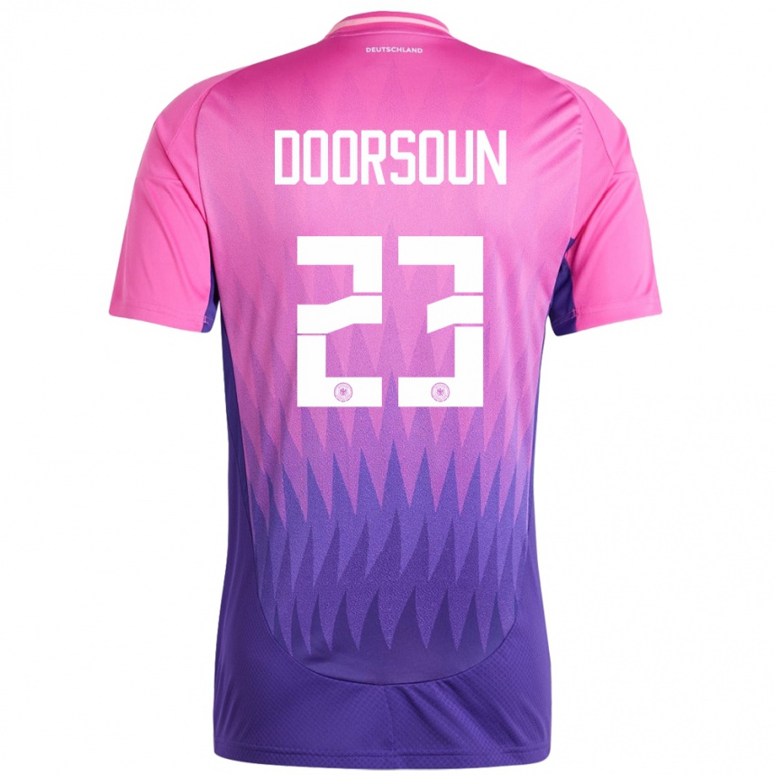 Herren Fußball Deutschland Sara Doorsoun #23 Pink Lila Auswärtstrikot Trikot 24-26 T-Shirt Luxemburg