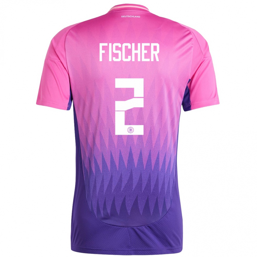 Herren Fußball Deutschland Kilian Fischer #2 Pink Lila Auswärtstrikot Trikot 24-26 T-Shirt Luxemburg