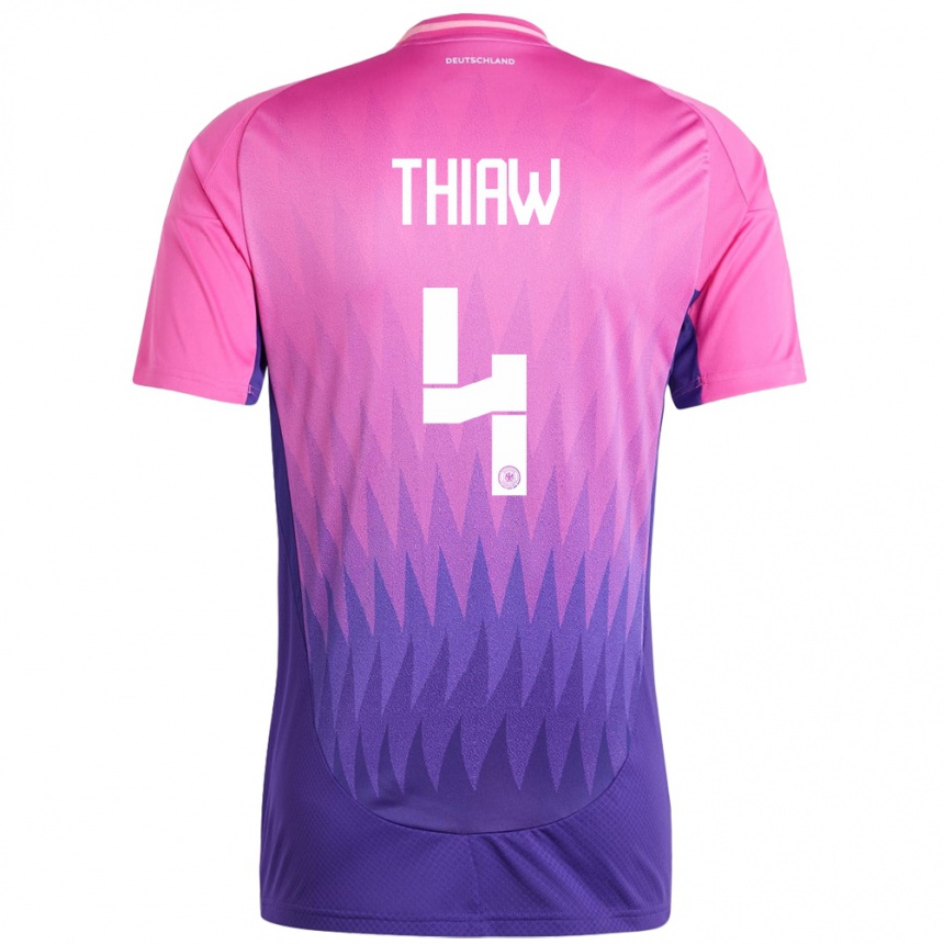 Herren Fußball Deutschland Malick Thiaw #4 Pink Lila Auswärtstrikot Trikot 24-26 T-Shirt Luxemburg