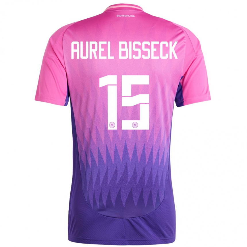 Herren Fußball Deutschland Yann Aurel Bisseck #15 Pink Lila Auswärtstrikot Trikot 24-26 T-Shirt Luxemburg
