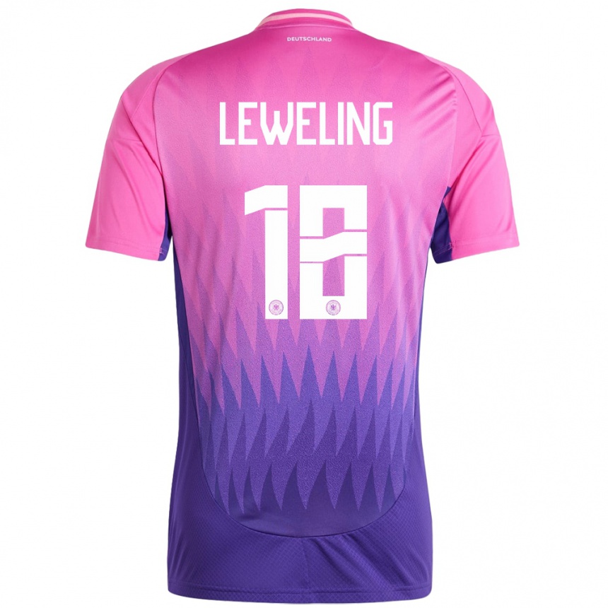 Herren Fußball Deutschland Jamie Leweling #18 Pink Lila Auswärtstrikot Trikot 24-26 T-Shirt Luxemburg