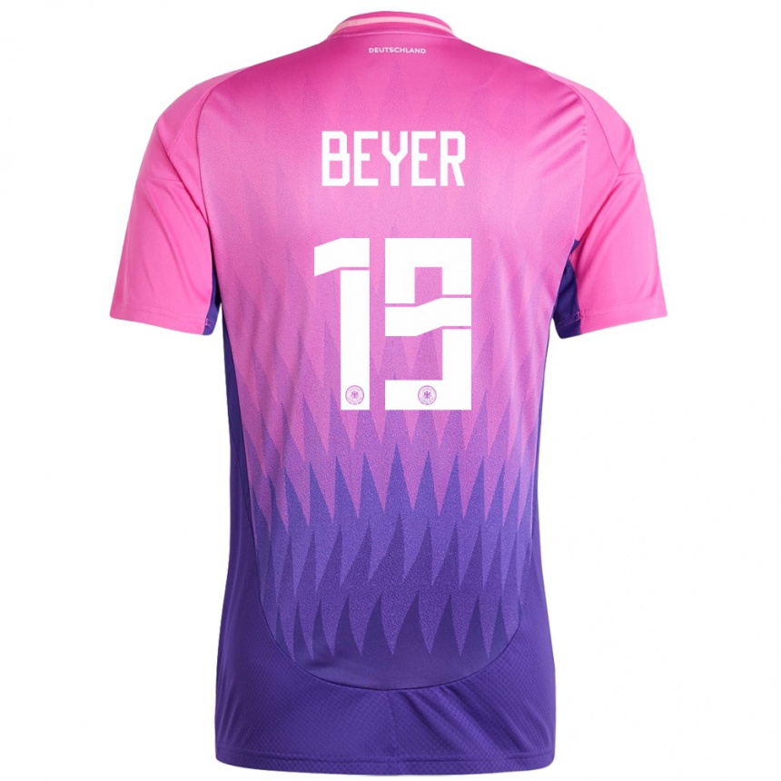 Herren Fußball Deutschland Jordan Beyer #19 Pink Lila Auswärtstrikot Trikot 24-26 T-Shirt Luxemburg