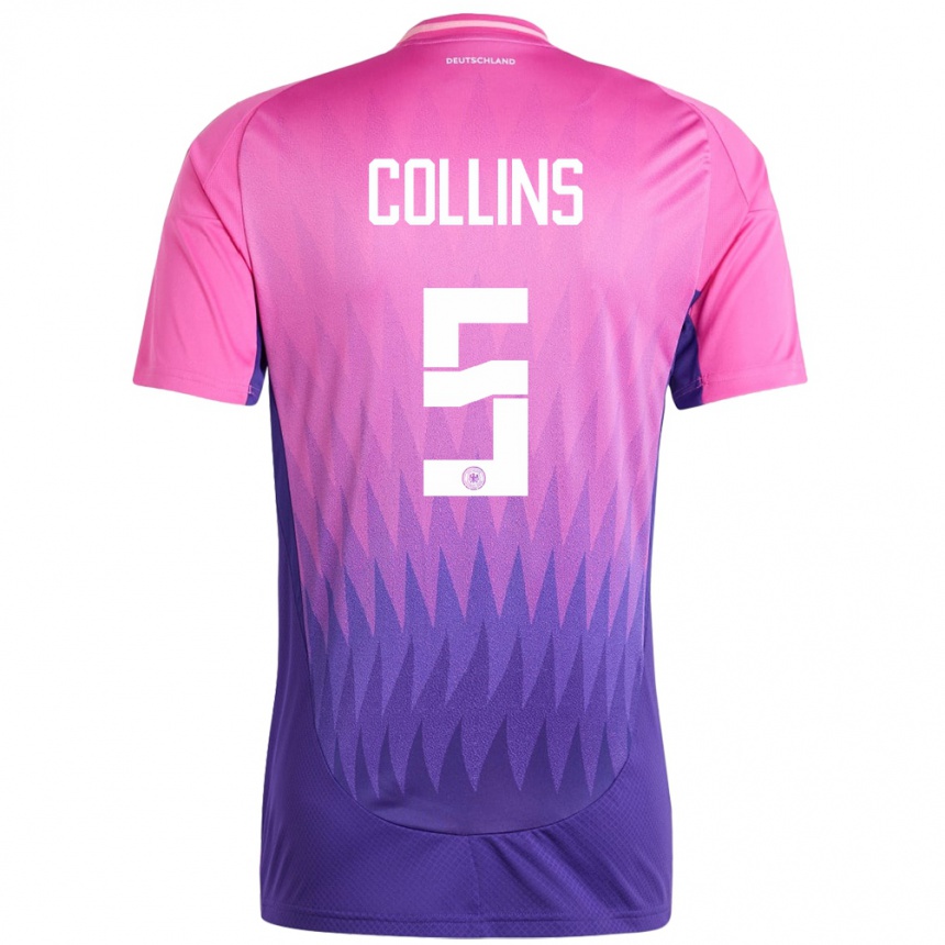 Herren Fußball Deutschland Nnamdi Collins #5 Pink Lila Auswärtstrikot Trikot 24-26 T-Shirt Luxemburg