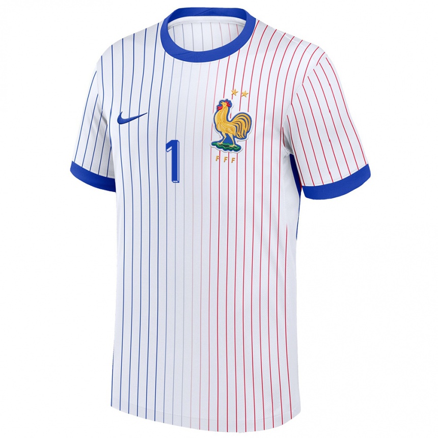 Herren Fußball Frankreich Illan Meslier #1 Weiß Auswärtstrikot Trikot 24-26 T-Shirt Luxemburg