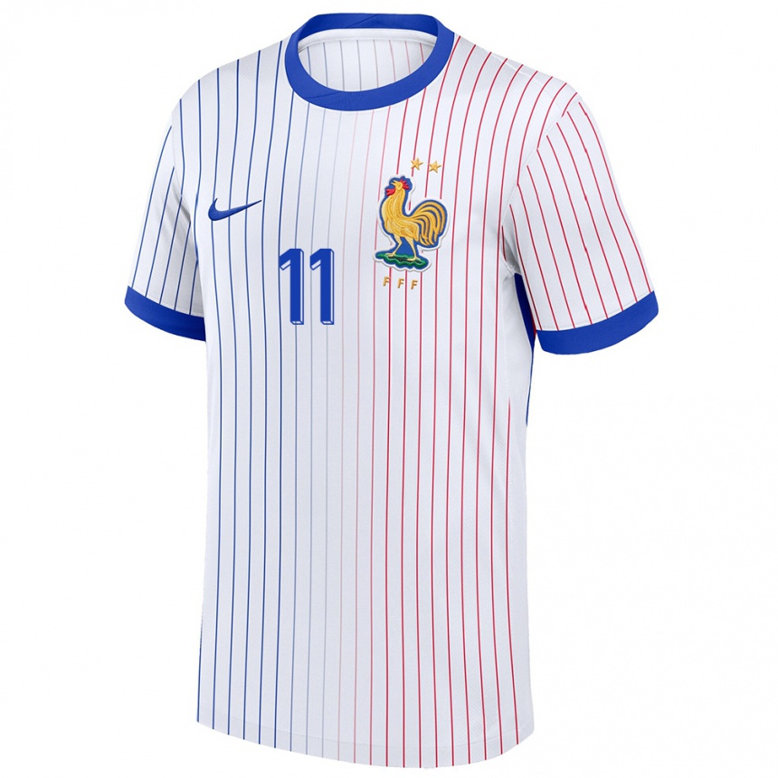Herren Fußball Frankreich Kadidiatou Diani #11 Weiß Auswärtstrikot Trikot 24-26 T-Shirt Luxemburg