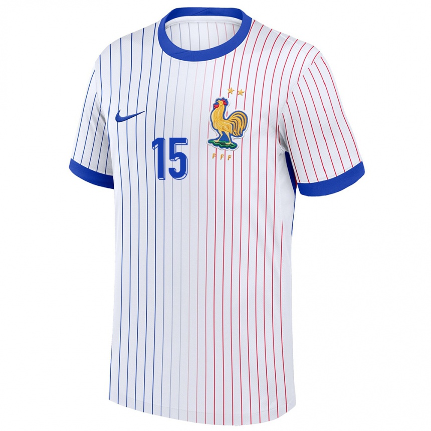 Herren Fußball Frankreich Florent Da Silva #15 Weiß Auswärtstrikot Trikot 24-26 T-Shirt Luxemburg