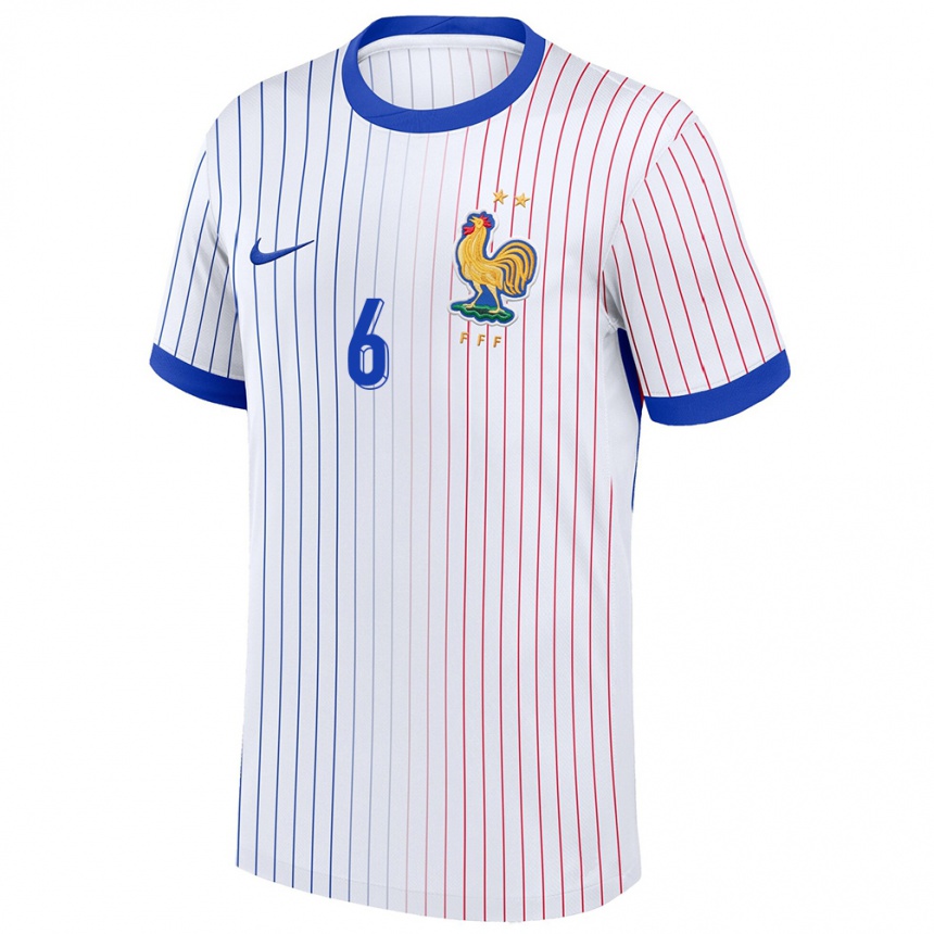 Herren Fußball Frankreich Martin Adeline #6 Weiß Auswärtstrikot Trikot 24-26 T-Shirt Luxemburg