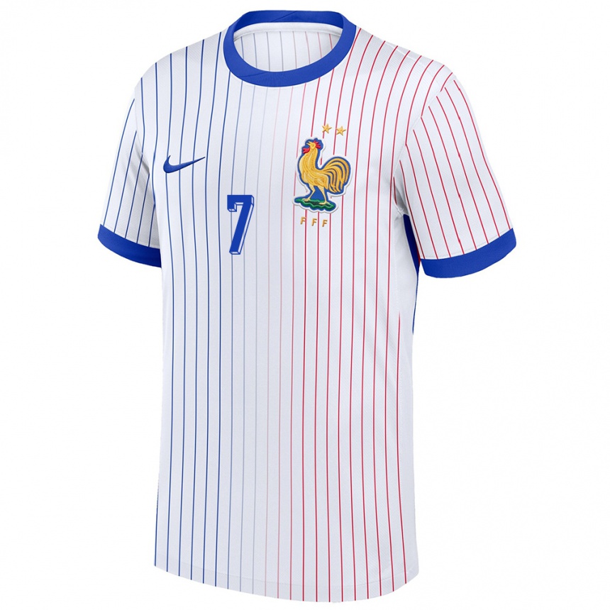 Herren Fußball Frankreich Ouleymata Sarr #7 Weiß Auswärtstrikot Trikot 24-26 T-Shirt Luxemburg