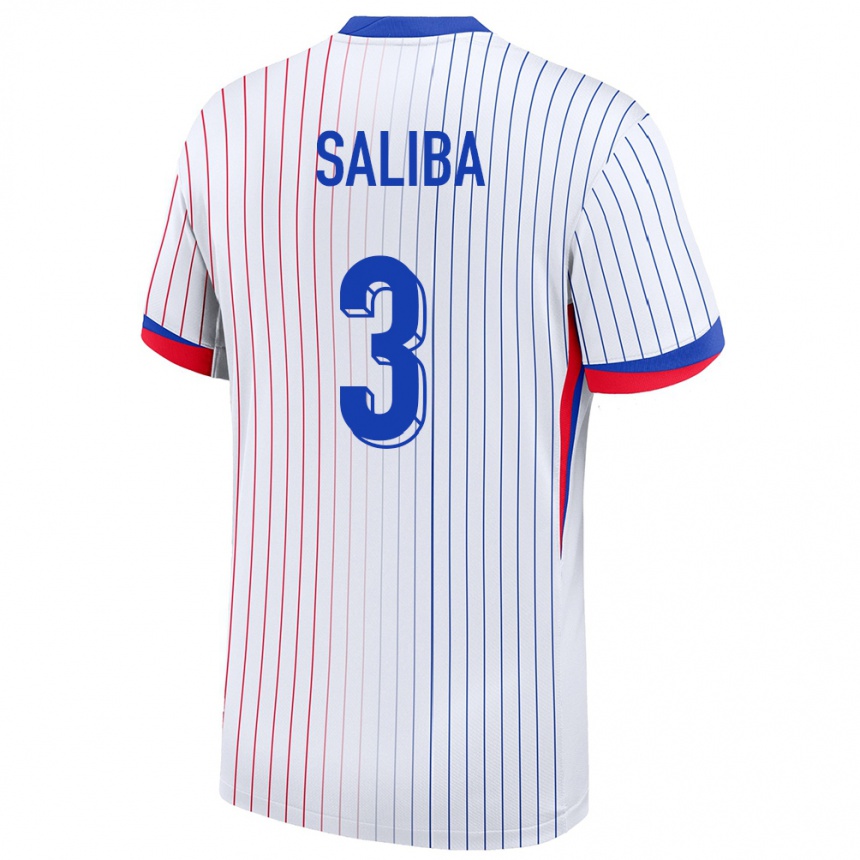 Herren Fußball Frankreich William Saliba #3 Weiß Auswärtstrikot Trikot 24-26 T-Shirt Luxemburg