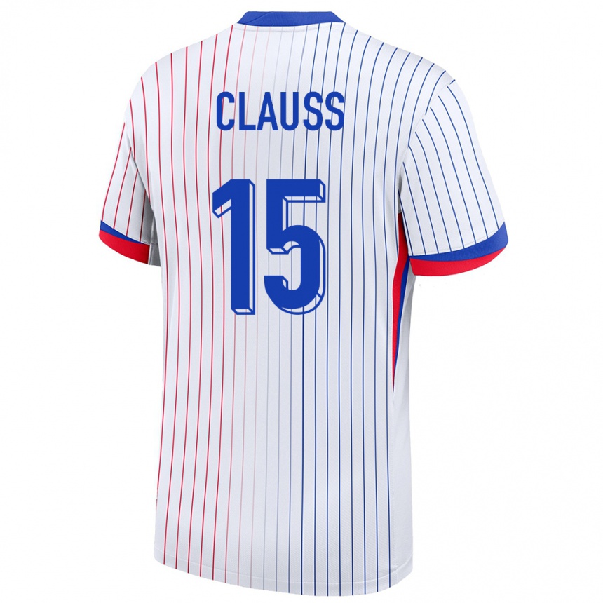 Herren Fußball Frankreich Jonathan Clauss #15 Weiß Auswärtstrikot Trikot 24-26 T-Shirt Luxemburg