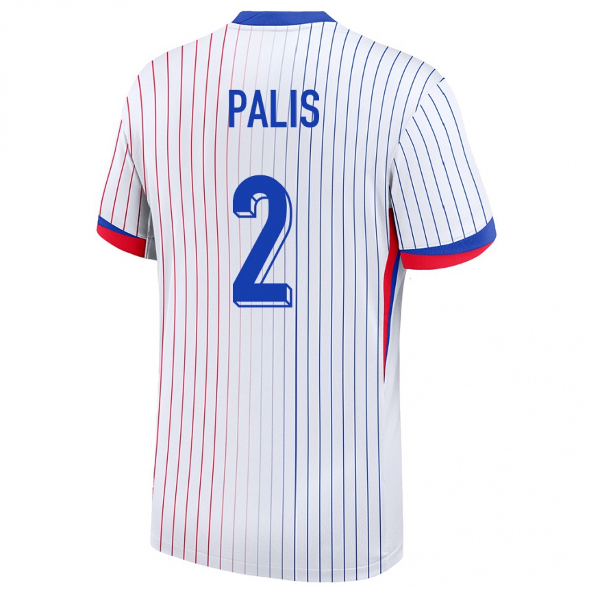 Herren Fußball Frankreich Ella Palis #2 Weiß Auswärtstrikot Trikot 24-26 T-Shirt Luxemburg